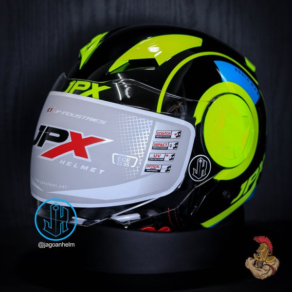 Jpx Helm Jet X 729 -Black Gloss Yellow - Jet X-729 Double Visor