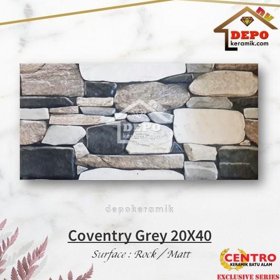 Centro Coventry Grey 20x40 Kw1 Keramik Kasar Motif Batu Alam Baru