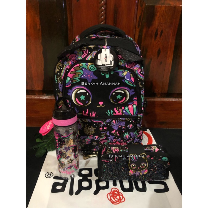 Smiggle Set Hey There Cat Black/Tas Smiggle Ori