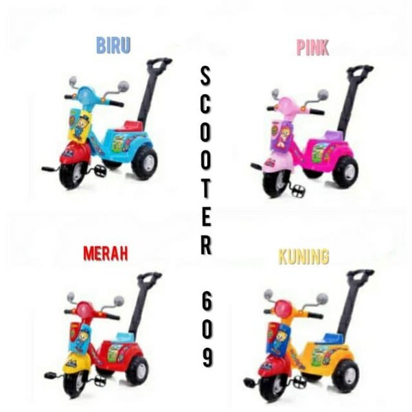 Mainan Anak SCOOTER 609 Sepeda Dorong Roda 3 Vespa Dorong Scooter Mini