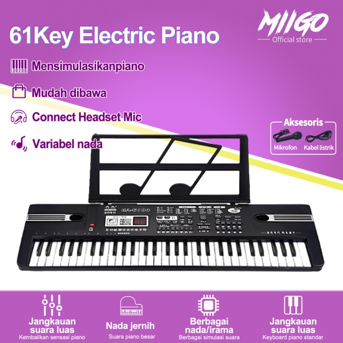 Miigo Keyboard Piano Anak Digital Piano Elektrik 61 Keys