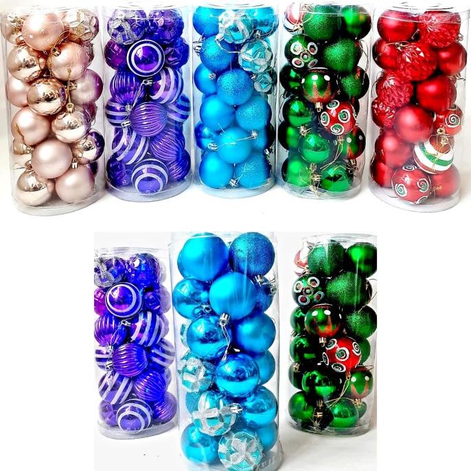 

Bola Natal 6Cm Isi 24 Motif Mix Hiasan Pohon Natal Aksesories Premium Limited Edition