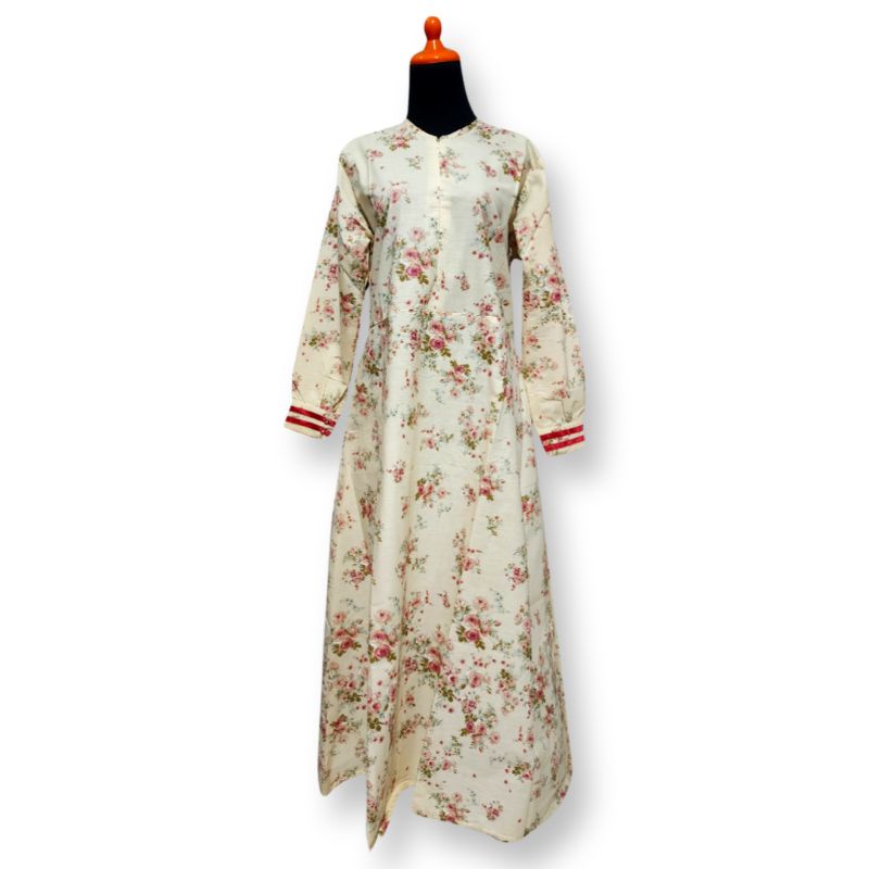 Gamis original katun jepang small flower mocca // Jumbo // size XXL