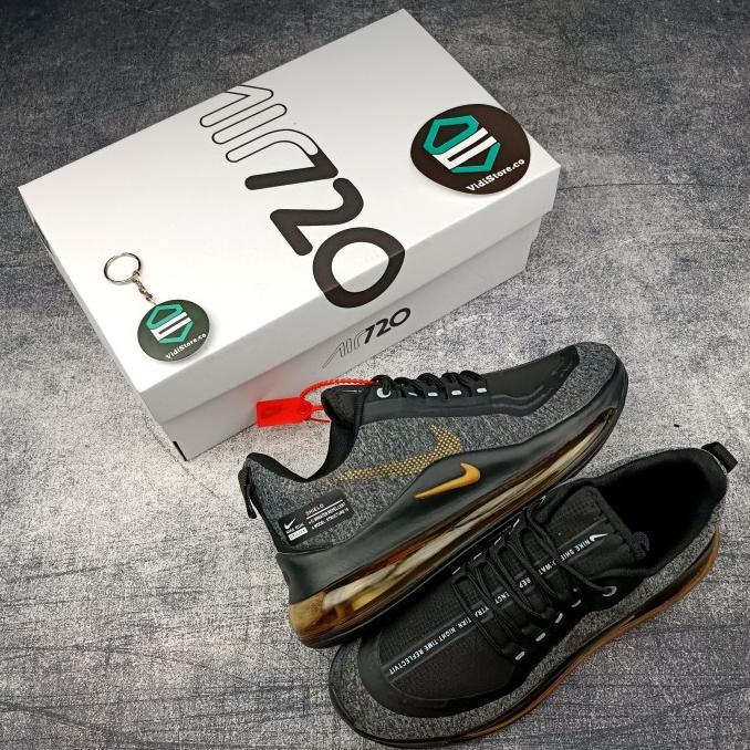 Best Seller Sepatu Sneakers Olahraga Pria Nke Air Max 720 Shield Black Gold Oreo Limited Edition