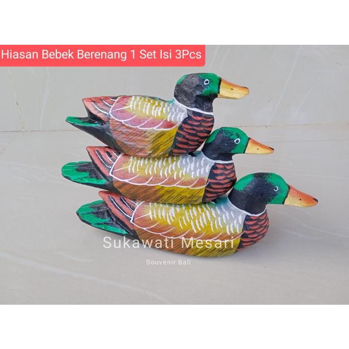 hanya disini] Dekorasi Hiasan Patung Bebek Berenang 1 Set Isi 3Pcs Kerajinan Bali