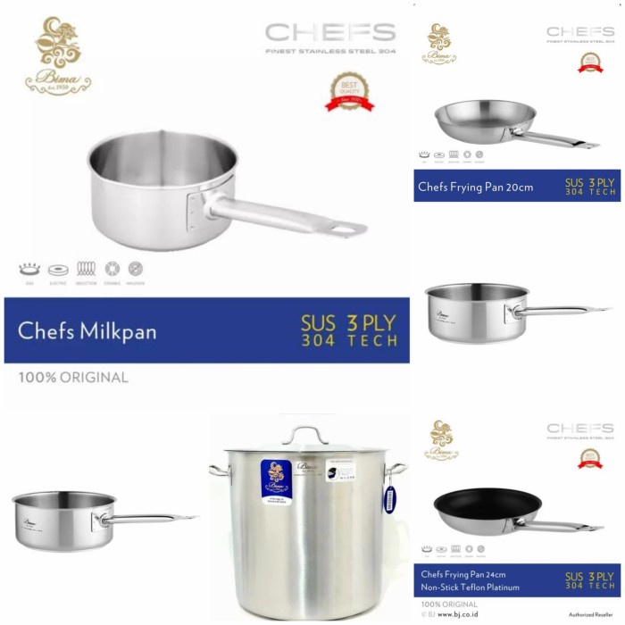 Promo Bima Chef Sauce Pan Fry Pan Milkpan Stainless Sus 304 Frying Pan Chefs