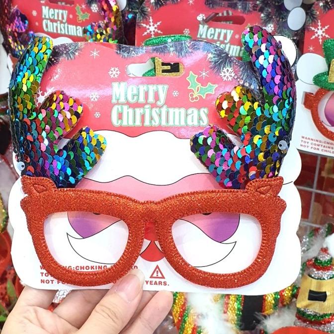 

Kacamata Aksesories Natal Lucu Santa Rusa Christmas Glasses Deer Hat Original
