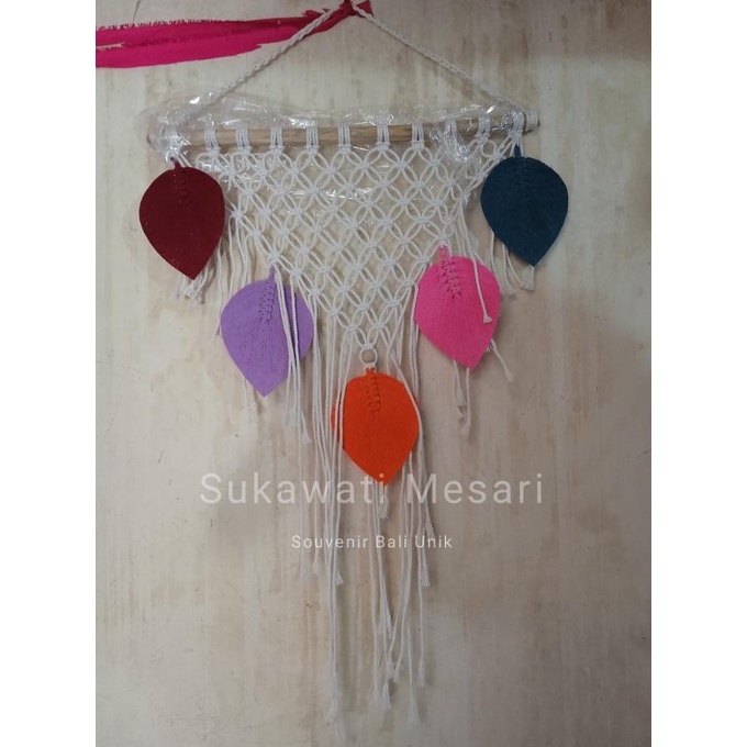 

monggo] Dream Catcher Macrame Daun Warna Warni Rajut Dekorasi Handmade Bali