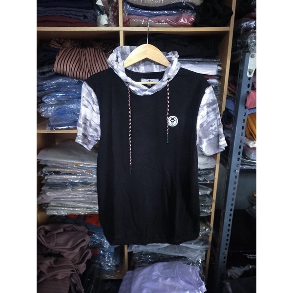 Kaos hoodie distro - kaos hoodie kombinasi - Kaos Hoodie lengan pendek original XXL