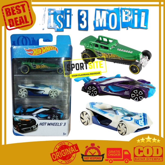 Hot Wheels Giftpack isi 3 Mobil HW Warp Speeder Mach Great Gatspeed