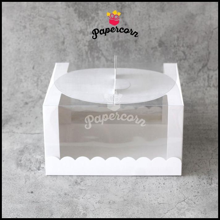 

DISKON BOX KUE MIKA KOTAK CAKE PACKAGING TRANSPARAN DUS HANDLE 22X22X12 CM !!!!!!!