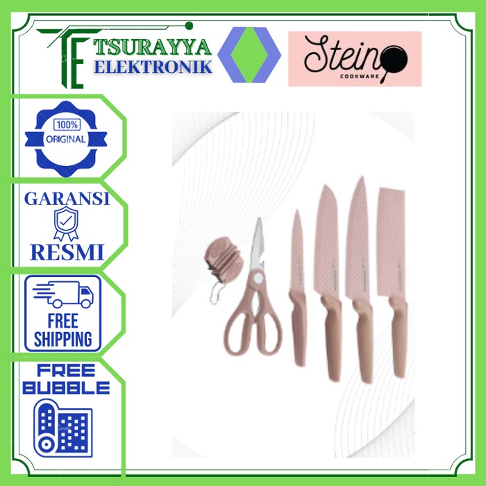 Stein Steincookware Diamond Kitchen Knife Set Pisau 6 In 1 Pisau Pink