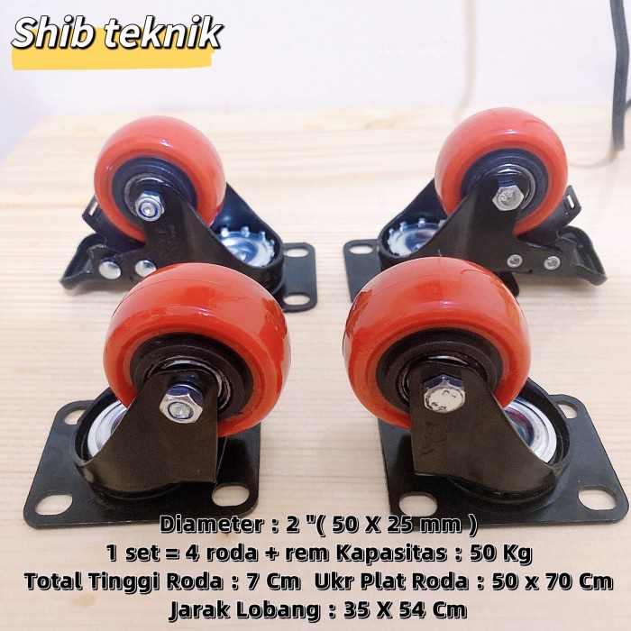 Mitsell Roda Troli 2 Inch / Roda Set Hidup Mati 2In / Roda Pu 2Inch