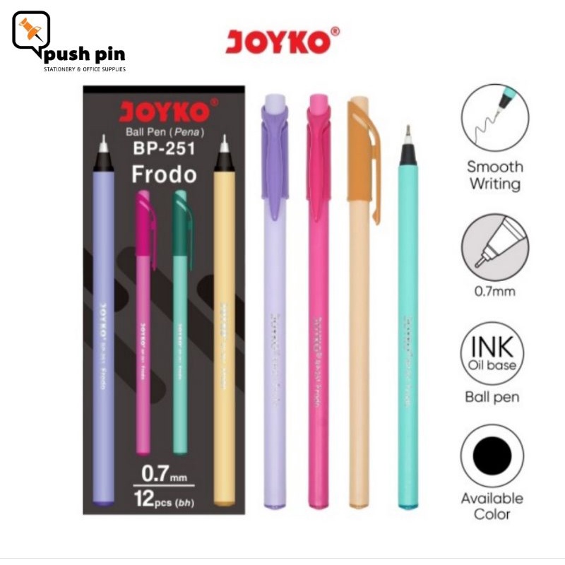 

Joyko Ball Pen Pulpen Pena BP-251 Frodo 0.7 mm 1 Box 12 Pcs 0.7 mm