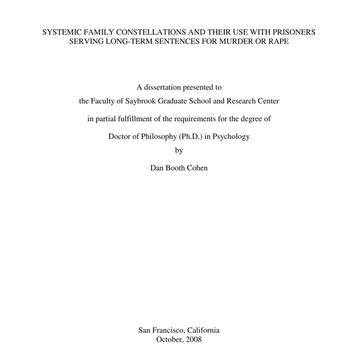 

SYSTEMIC FAMILY CONSTELLATIONS AND THEIR USE WITH PRISONERS SERVING