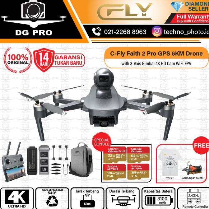 Drone C-Fly Faith 2 3Km Fpv With 3-Axis Gimbal 4K 30Fps Camera