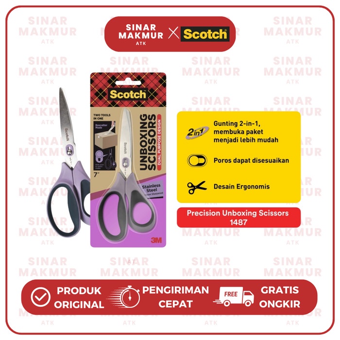 

Promo Gunting/Precision Unboxing Scissors Ungu 1487 Scotch 3M (Pcs)