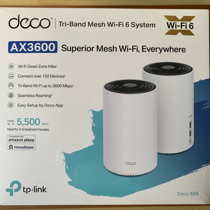 TP-Link Deco X68 AX3600 Wi-Fi 6 System - Penutupan Ruang Hidup Anda dengan Koneksi Nirkabel yang Kuat dan Stabil