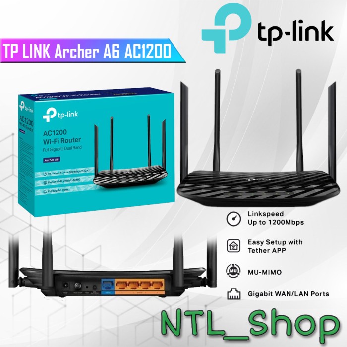 TP LINK Archer A6 AC1200 Wireless MU-MIMO Gigabit Router - TP-LINK A6