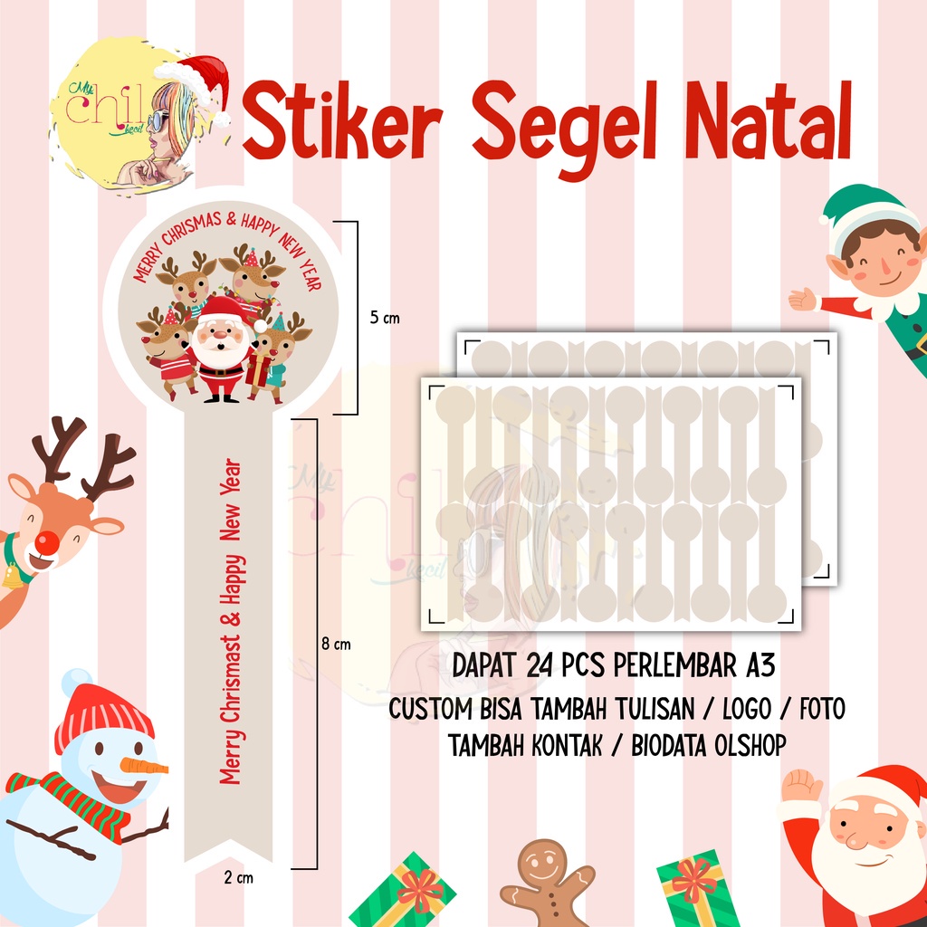 

Stier Segel Toples Natal Custom Hampers Christmas Stiker Seal Label Dus Box Kue