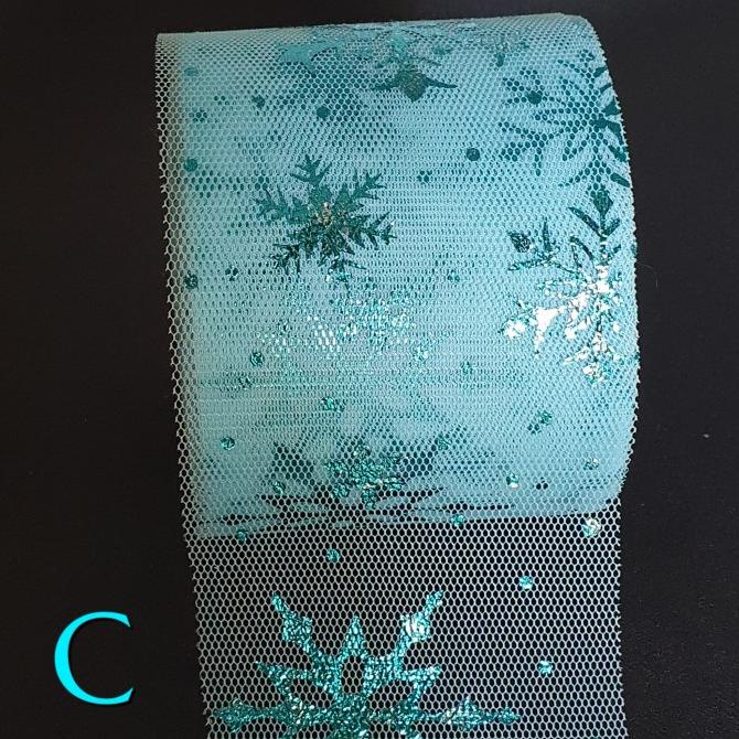 

><><><] PITA NATAL BAHAN KASA TULLE MOTIF SNOWFLAKES CHRISTMAS