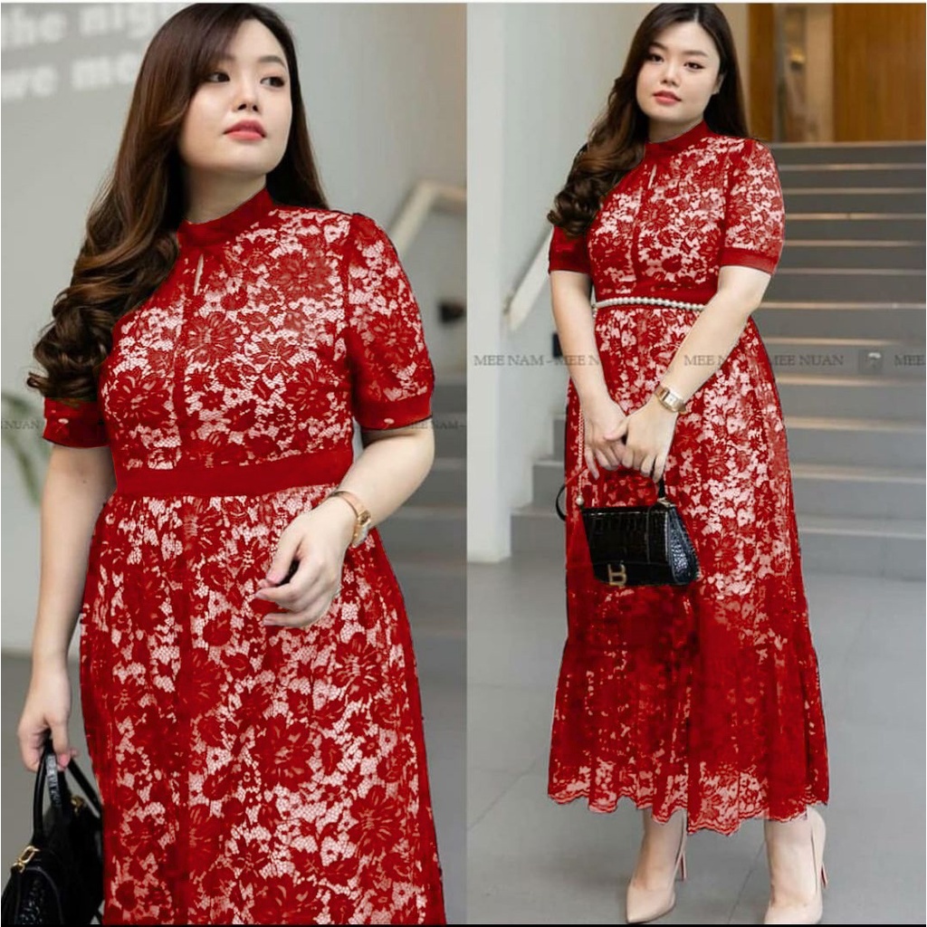 Dress Jumbo Wanita Terbaru 2023 Korean Style Pesta Xxxl Ld 130 120 Pakaian Natal Homedress Cantik Ga