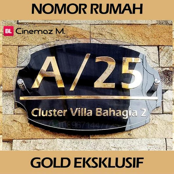 Eksklusif Plat Nomor Rumah Acrylic Gold 3 Lapis Dekorasi Dinding Akrilik