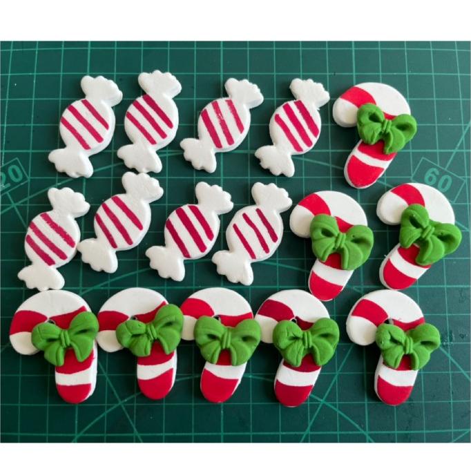 

Natal // Gumpaste Hiasan Natal No(01) Tongkat Pita Candy Christmast Icing Limited Edition