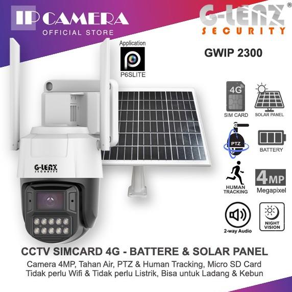 Berkualitas GLENZ CCTV SIMCARD 4G + BATTERE & SOLAR PANEL (GWIP-2300) Trending