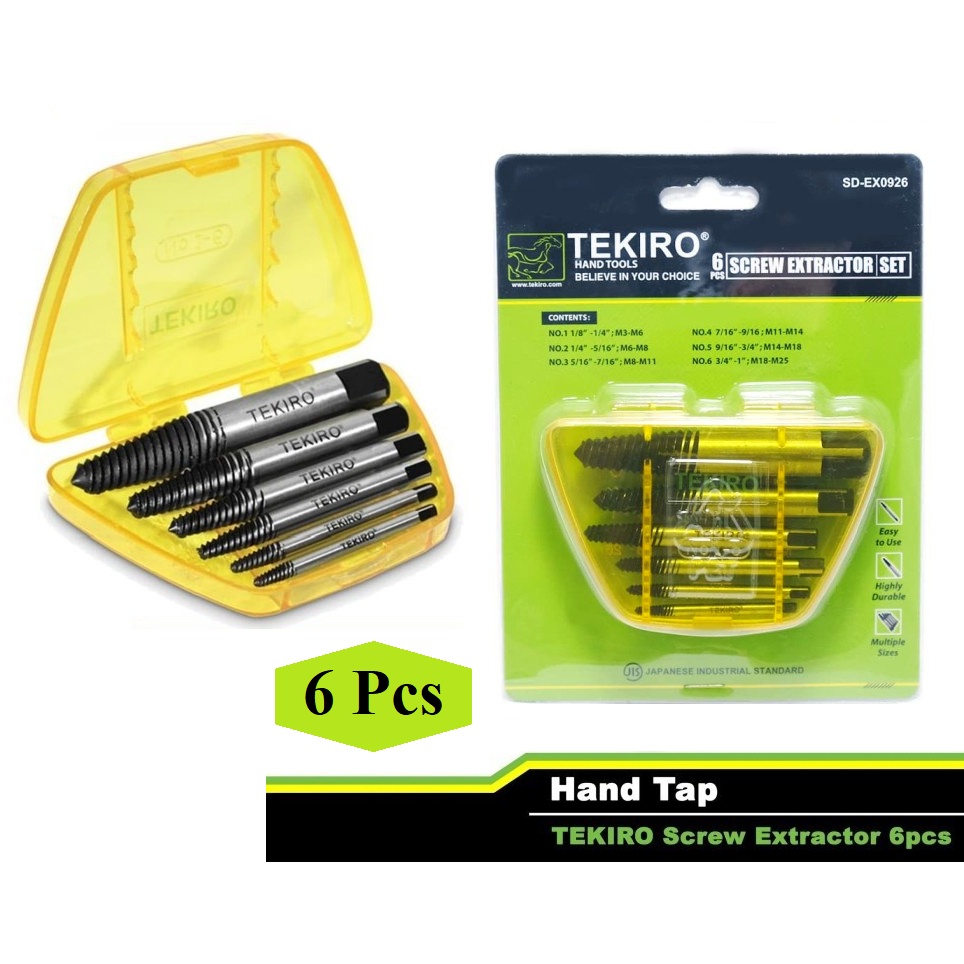 Tekiro Screw Extractor 6 Pcs Pembuka Baut Set Tap Balik / Tekiro Tap Balik 6 Pcs - Screw Extractor
