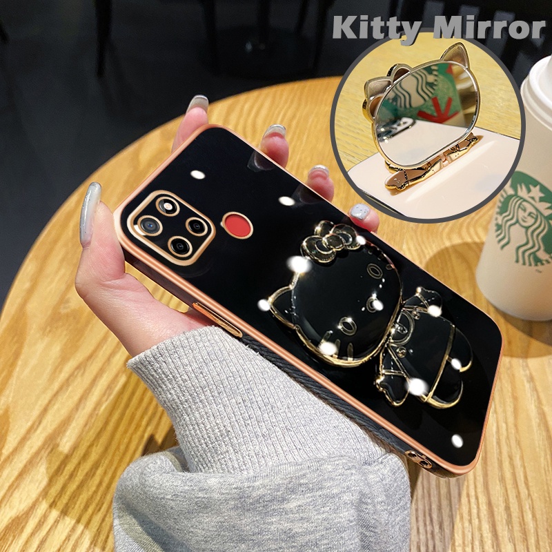 Case Ponsel untuk Realme C12 C11 2020 C15 C25 C25s Narzo 20 30A 50A Case kartun Softcase Cermin gadi