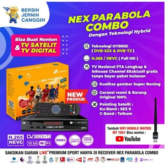 Nex Parabola Combo Plus STB DVB T2 Antena TV digital