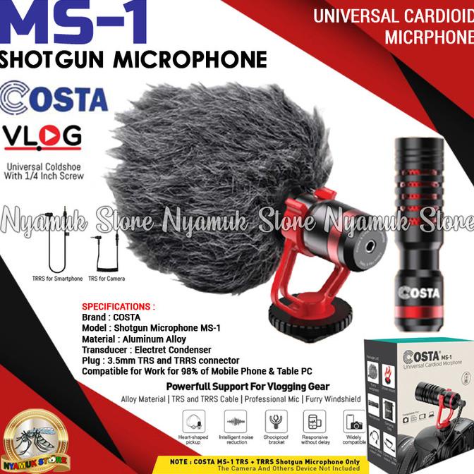 Microphone VLOG COSTA MS-1 Shotgun Mic Vlogging for Camera / DSLR / HP
