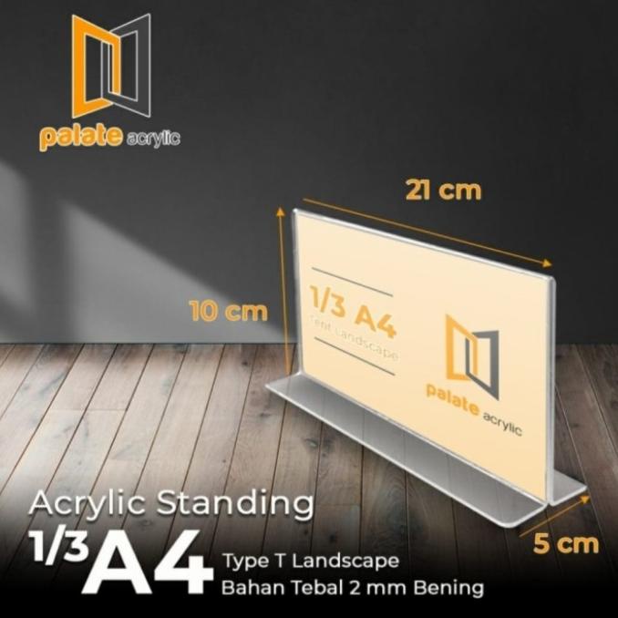 

din Acrylic Tent Holder / Akrilik Tent Card 1/3 A4 T Landscape 2mm