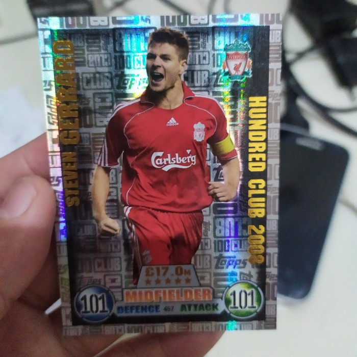 kartu bola topps match attax club - steven gerrard liverpool fc rerekeke85
