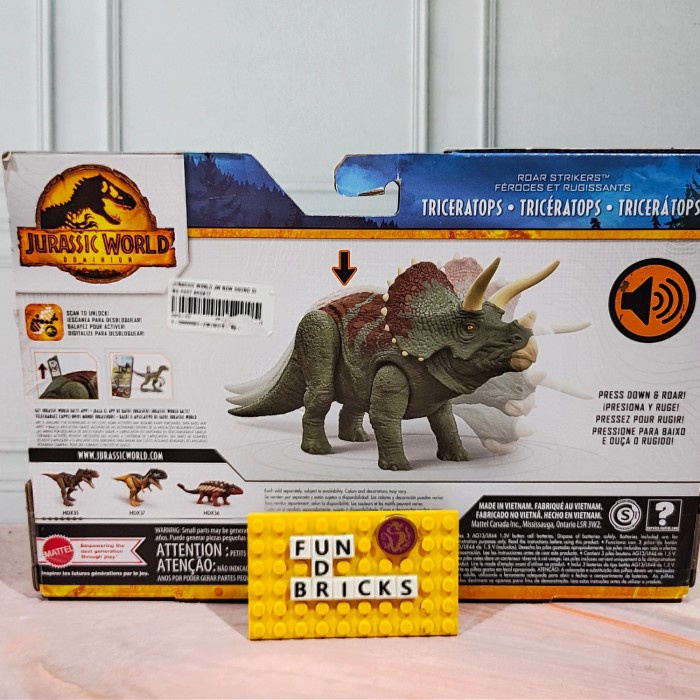 mattel jurassic world dominion roar strikers triceratops