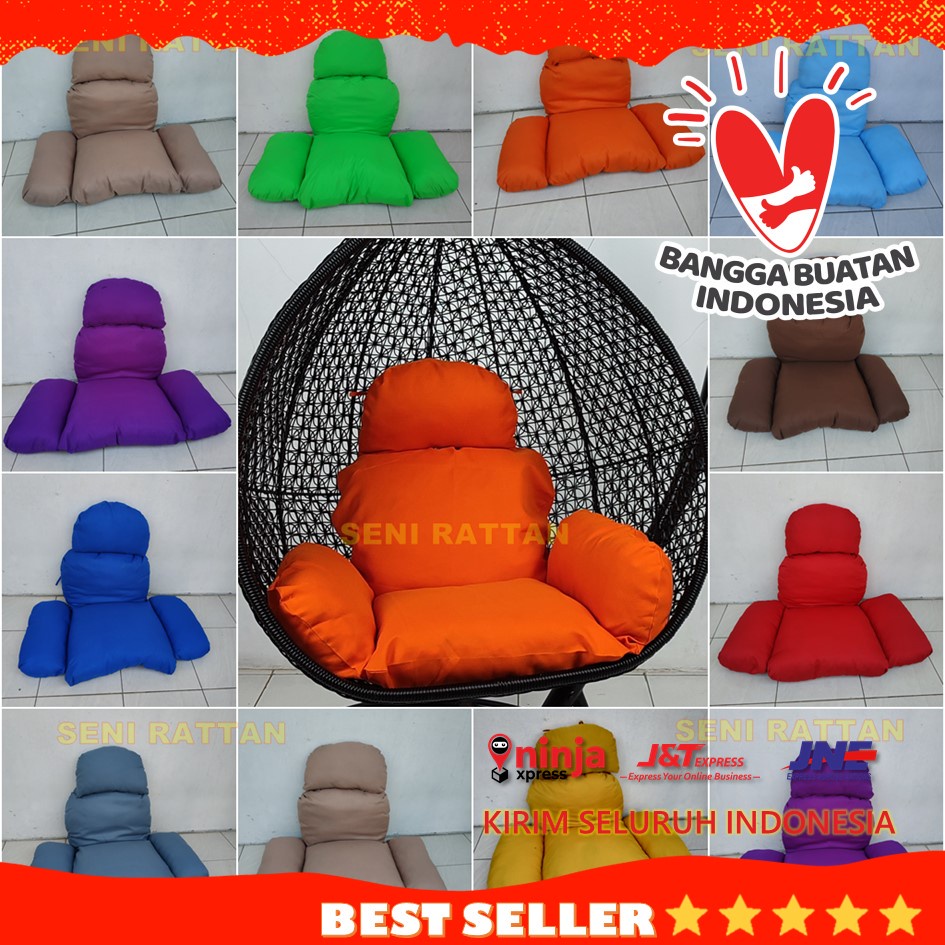 Bantal Kursi Ayunan Rotan Gantung Besi