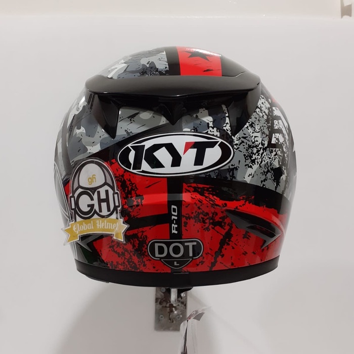 Helm Kyt R10 #3 Black White Red R-10 #3 Kyt R-10 Smoke Visor