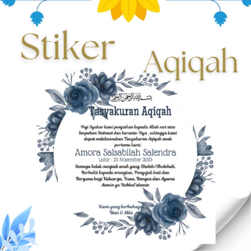 

Isi 16pcs/ Stiker Bulat Tasyakuran Aqiqah/Stiker tempel nasi kotak/tasyakuran kelahiran