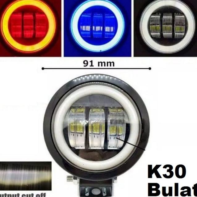 Lampu Tembak Sorot Led K30 3 Mata 30 Watt Bulat Kotak Cwl Motor Mobil