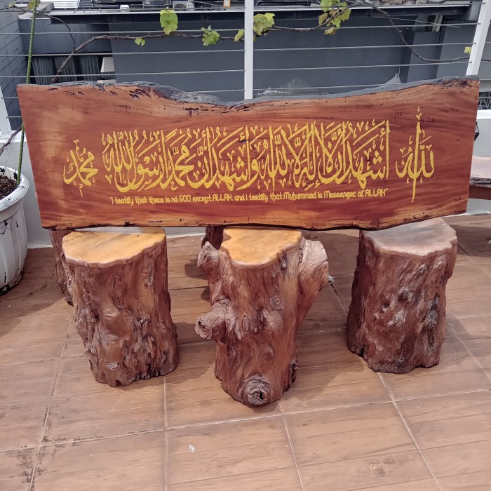 

Gaya Kaligrafi Sahadat, Dan Latin Akrilik Glitter, Kayu Natural