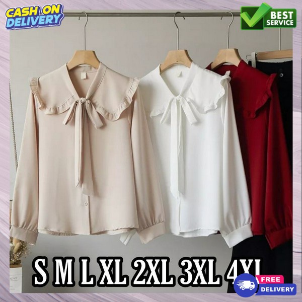 Boluse Kantoran Ootd Atadan Wanita Fashionable Bloese Korean Style Super Kece Bluose Bluoes Perempua