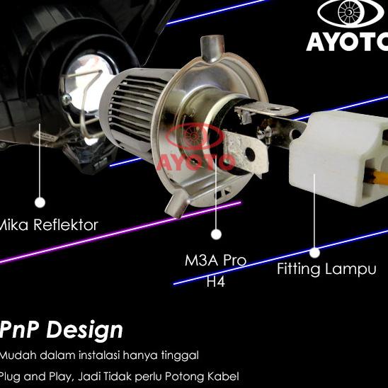 Lampu Motor Led Ayoto H4 Hs1 M3A Pro Original