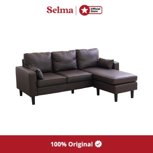 Promo Selma Leander Sofa Sudut Modular Kulit - Cokelat