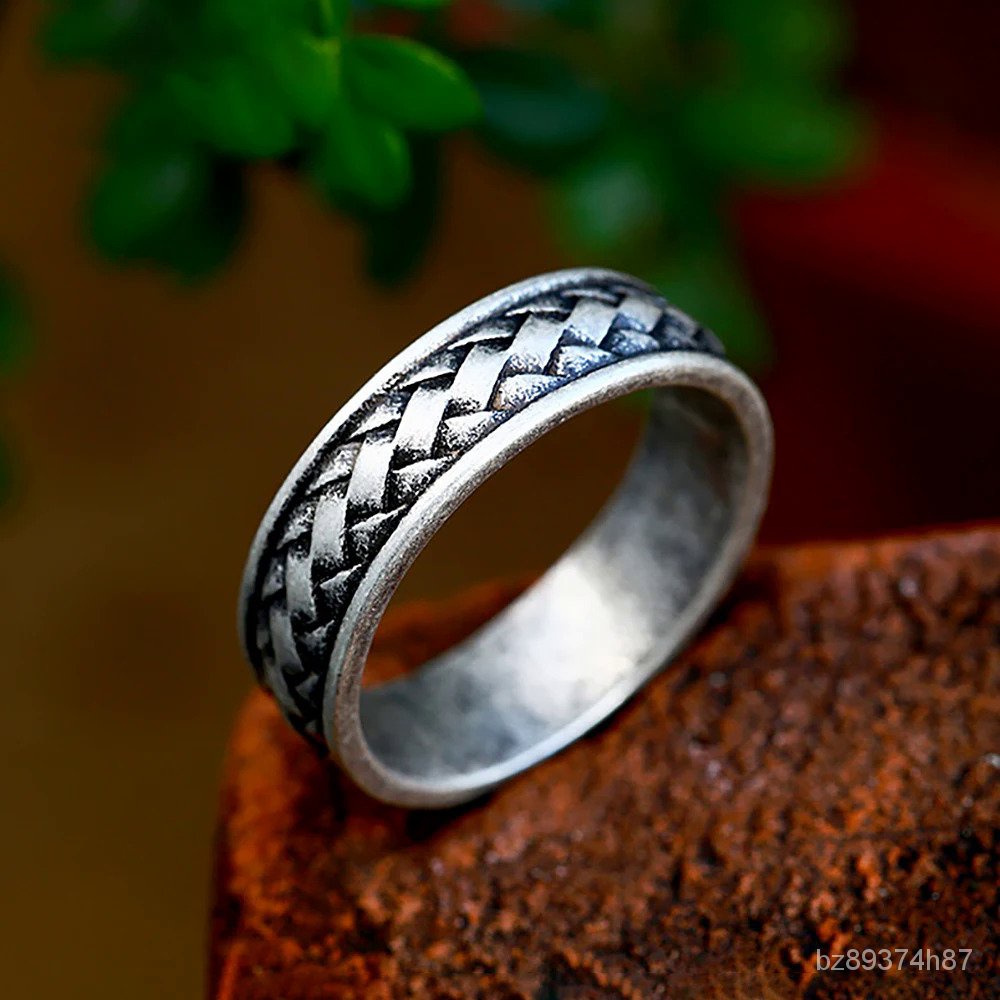 Cincin Salib Terjalin Tak Terbatas Viking Nordic untuk Pria Baja Tahan Karat Cincin Simpul Celtic Pe