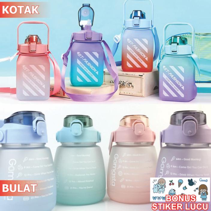 TERMURAH Botol Minum Boneka Botol Gemoy Bening Botol Viral Gradasi Pastel Motivasi Anak BISA COD