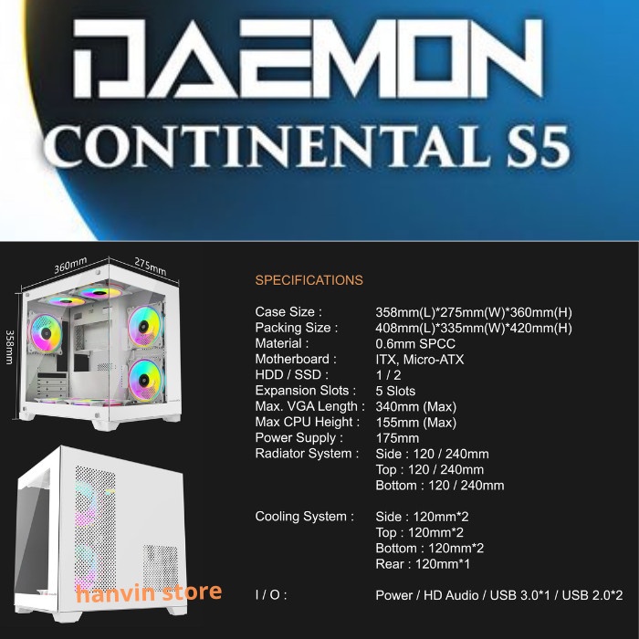 Casing VenomRX Daemon Continental S5 White
