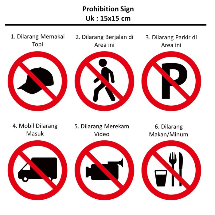 

Terlaris - Stiker Dilarang Prohibition Sign Tanda Logo EHS Kantor Makan Parkir