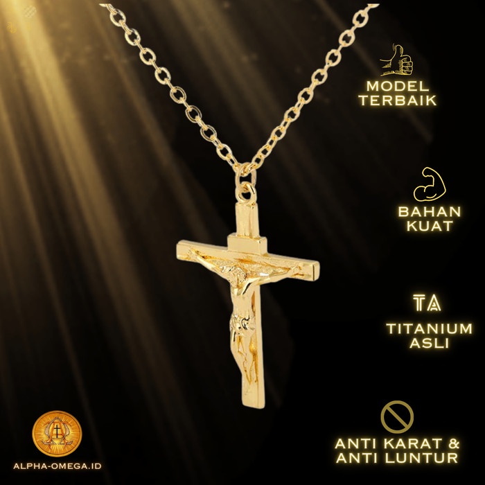 Mei Kalung Salib Yesus Katolik Titanium Pria Wanita