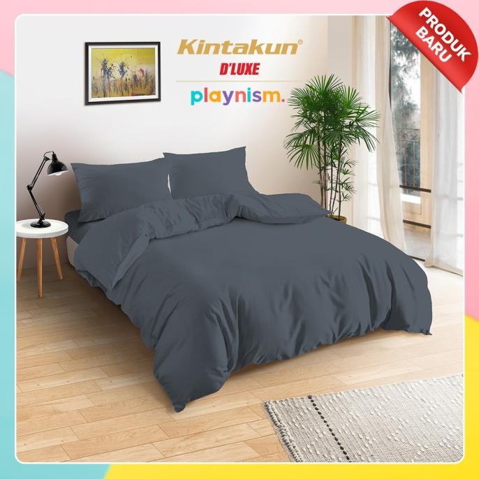 Kintakun DLUXE Bedcover Set Flat 160 / 180 Polos Playnism 20cm
